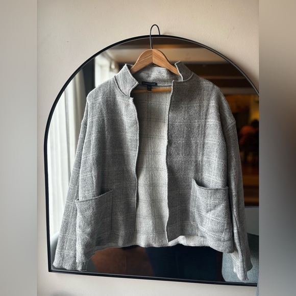 EILEEN FISCHER | boiled wool high collar jacket | size xxs - Picture 4 of 6